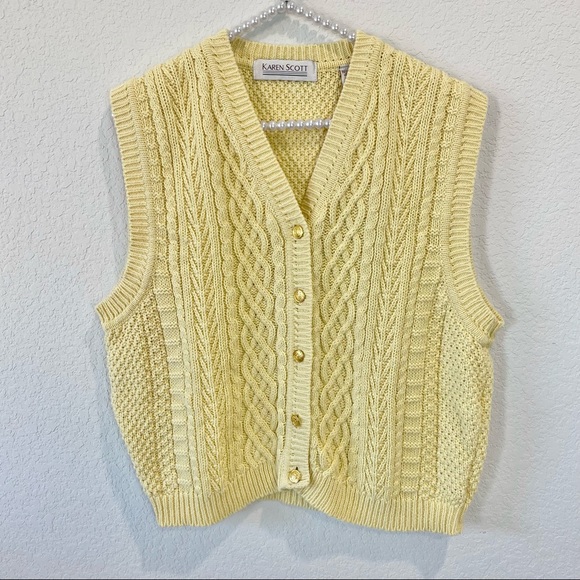 Karen Scott Jackets & Blazers - Vintage Karen Scott Yellow ButtonDown Sweater Vest